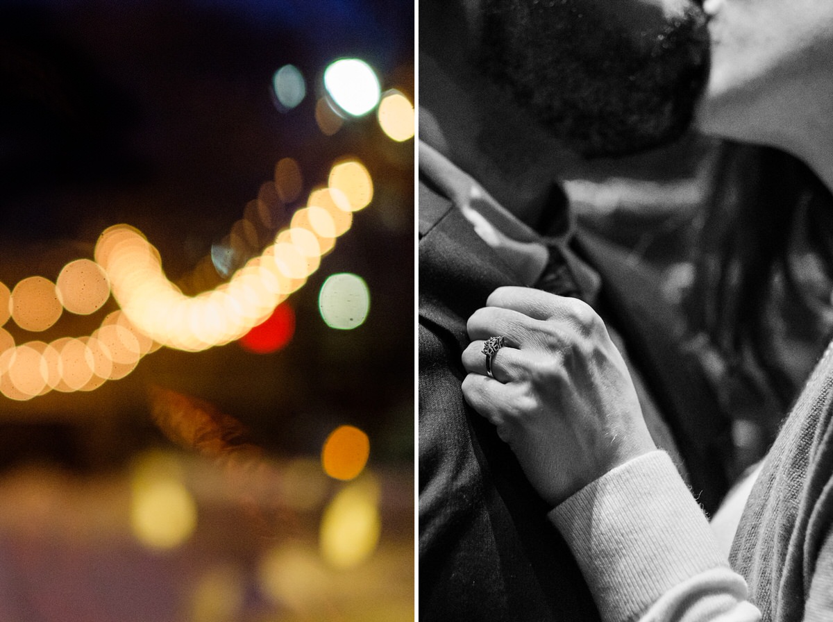 Engaged couple kisses in the Liberty Hotel in Boston