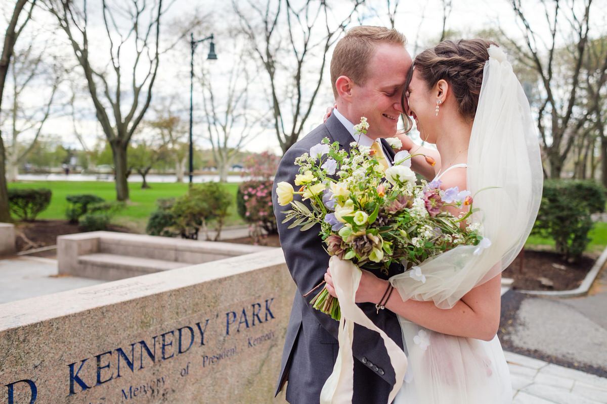 Bride and groom first see each other before their wedding