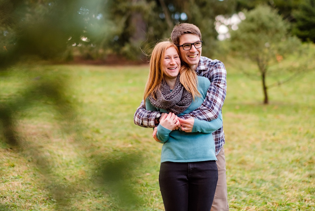 Engagement photo of a couple in the Arnold Arboretum