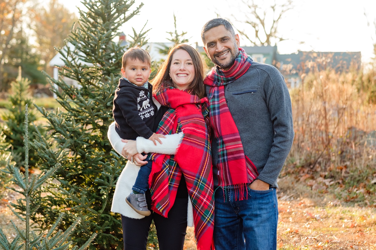 Family photo shoot at Holiday Tree Farm in Topsfield, Massachusetts